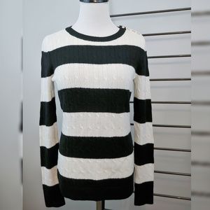 Talbots Black and White Stripe Cable Knit sweater